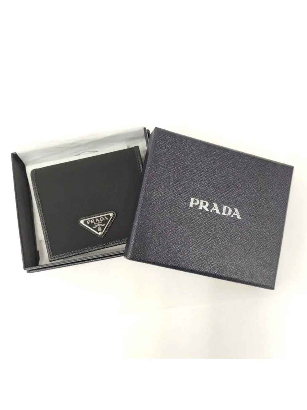 Prada Bifold Wallet Triangle Nylon Black